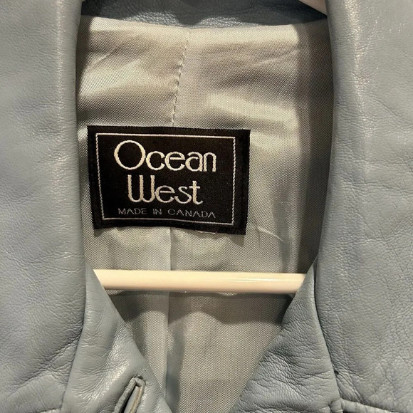 Vintage Ocean West Made In Canada Blue‎ Leather Jacket Blazer Womens Size Medium - Picture 5 of 7